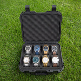 Estuche para 8 relojes tipo maletín diseño estilo táctico de plástico rígido