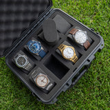 Estuche para 8 relojes tipo maletín diseño estilo táctico de plástico rígido