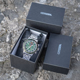 Citizen Eco-Drive Brycen Crono Plata y Verde CA0851-56X