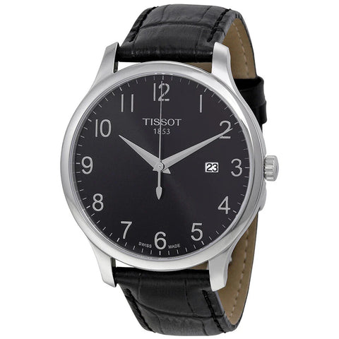 Tissot T-Classic Plata negro correa de cuero de cuero T063.610.16.052.00