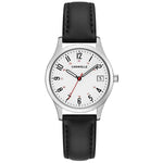 Caravelle by Bulova Dama Classic plata y cuero negro 43M118