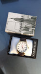 Caravelle by Bulova Classic dorado y cuero café 44B116