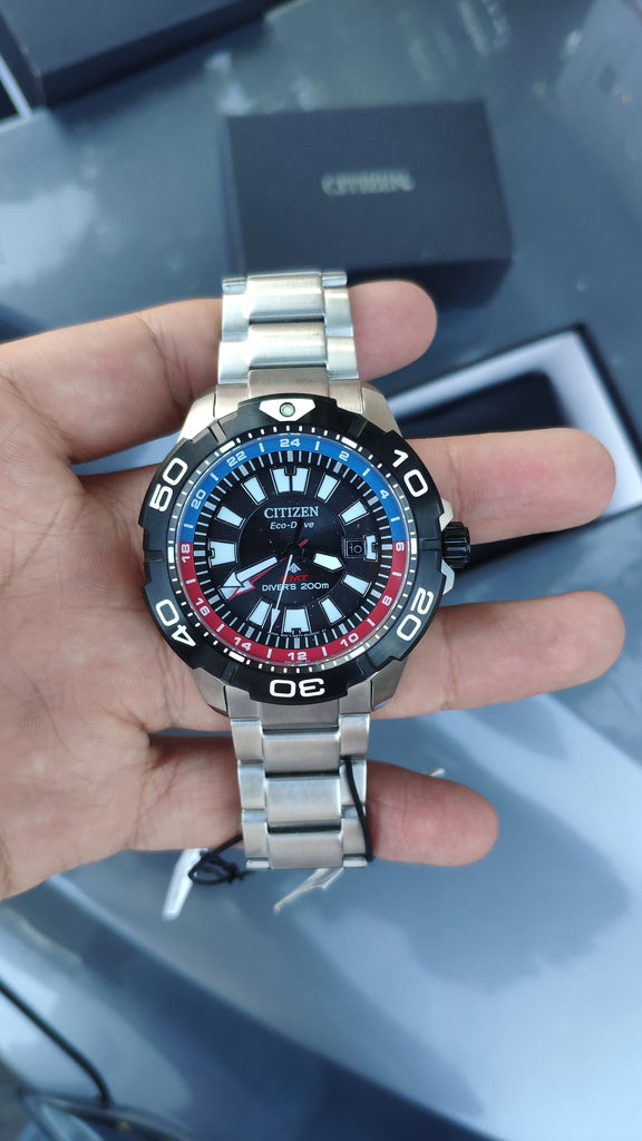 Citizen Eco Drive Promaster GMT Pepsi BJ7128 59E Fractal Relojes