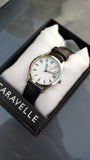 Caravelle by Bulova Dama Classic plata y cuero negro 43M118