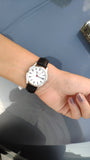 Caravelle by Bulova Dama Classic plata y cuero negro 43M118